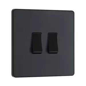 Image of BG Evolve Matt Grey Double Light Switch 20A 16Ax 2 Way - PCDMG42B