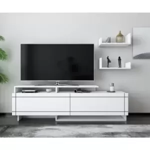 Image of Tamy tv Stand tv Unit with Two Cabinets - White - Decorotika