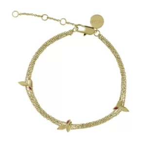 Image of Ladies Sara Miller Azura Pink Enamel Leaf Bracelet