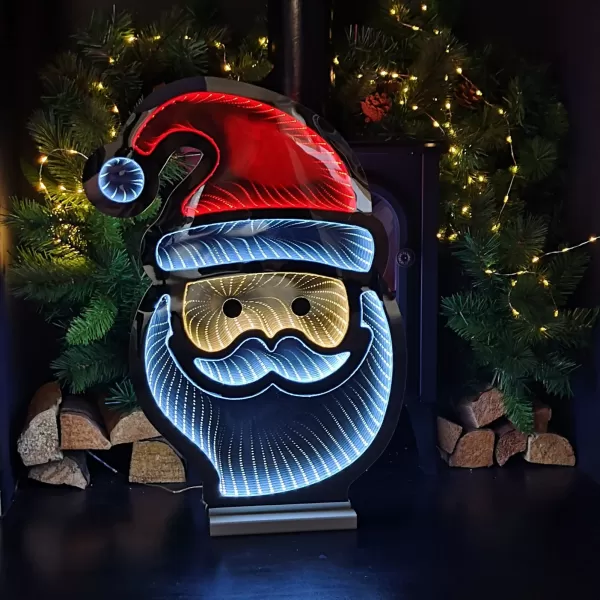 Image of 60cm LED Infinity Light Standing Santa Decoration with Wooden Base