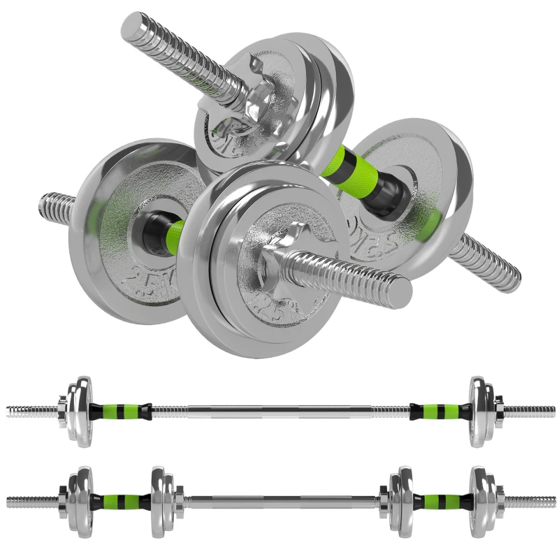 Image of SPORTNOW 20kg 2-in-1 Adjustable Weights Dumbbells Set for Home Gym TJ Hughes Green 5063603153035