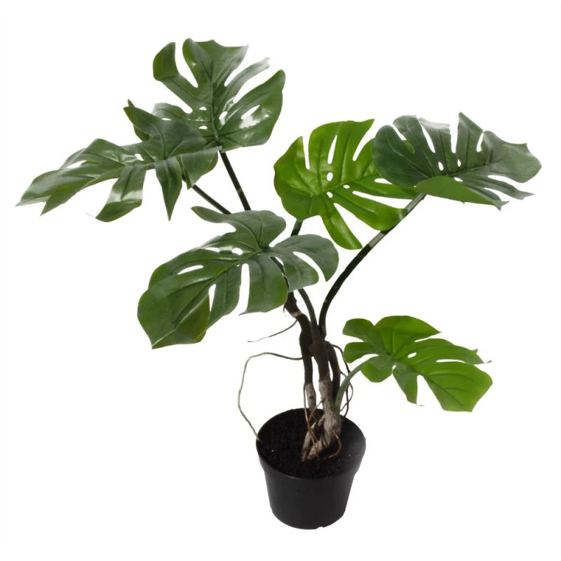 Image of Leaf Artificial Monstera Plant Twisted Cheese Plant 60cm Leaf Design UK Realistic Botanik Green