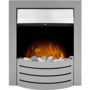 Image of Adam Comet Brushed Steel Inset Electric Fire Heater Heating Real Flame Effect