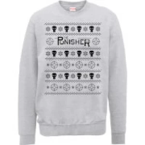 Image of Marvel The Punisher Grey Christmas Sweatshirt - L - Grey