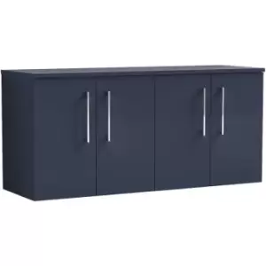 Image of Arno Matt Electric Blue 1200mm Wall Hung 4 Door Vanity Unit with Worktop - ARN1723W2 - Electric Blue - Nuie