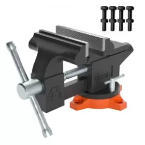 Image of VEVOR Bench Vise, 4.5-inch Jaw Width 3.3-inch Jaw Opening , 240-Degree Swivel Locking Base Multipurpose Vise w/ Anvil, Heavy Duty Cast Iron Workbench