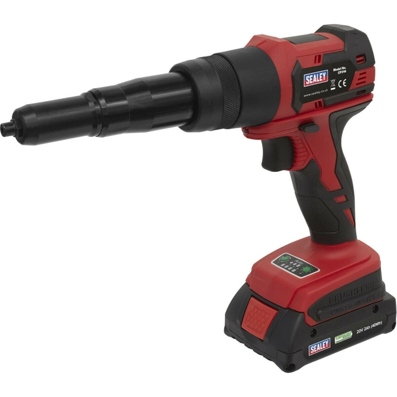 Image of Loops Premium Cordless Riveter 20V 2Ah Lithium Ion Adjustable Nozzle 9000N Power Tool Multi