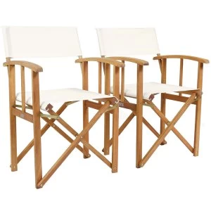 Image of Charles Bentley Fsc Pair Of Wooden Foldable Directors Chairs With Cream Fabric