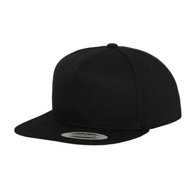 Image of Flexfit Flexfit Men Yupoong 5 Panel Snapback Baseball Cap in Black One Size Male 5063425967001