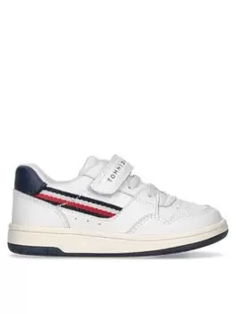 Image of Tommy Hilfiger Boys Stripes Low Cut Lace-up/velcro Sneaker - White, Size 10 Younger