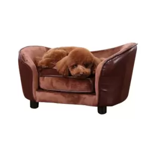 Image of PawHut Dog Sofa Chair W/ Legs Cushion for Small Dog Cat 78x57x35.5cm Brown