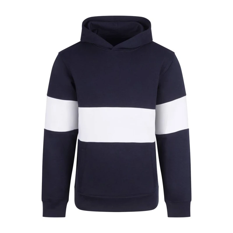 Image of Front Row Mens Heavyweight Panelled Hoodie in Navy Size: Small Navy Male S