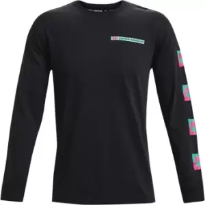 Image of Under Armour Geo Long Leeve T-Shirt Mens - Black