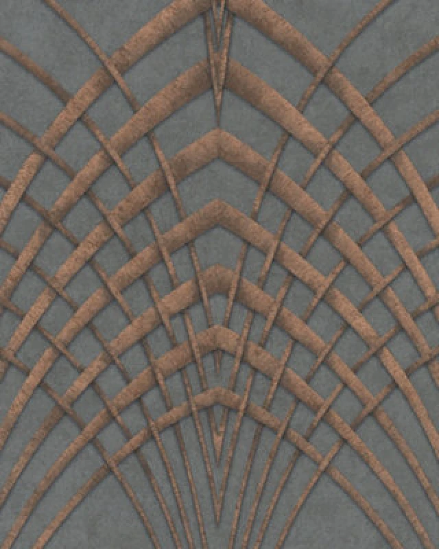 Image of Galerie Avalon Anthracite Copper Art Deco Embossed Wallpaper