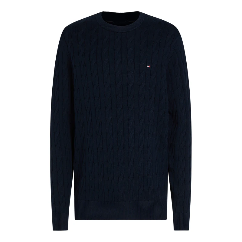 Image of Tommy Hilfiger Classic Cotton Cable Crew Neck Desert Sky male L