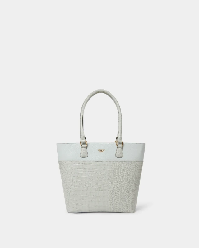 Image of OSPREY LONDON Womens The Kellie Leather Tote Bag in Light Grey Light Grey Female