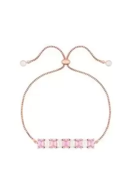 Image of Jon Richard Rose Gold Plated And Pink Cubic Zirconia Toggle Bracelet