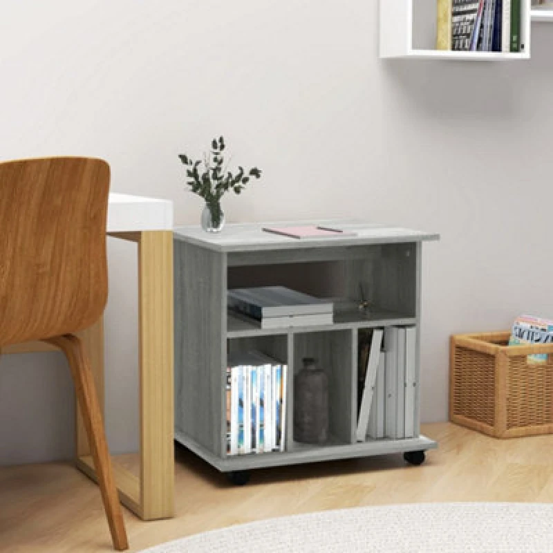Image of vidaXL Rolling Cabinet Grey Sonoma 60x45x60cm Engineered Wood, Grey 826355