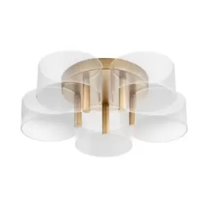 Image of Netlighting Merano Hayward Integrated LED Semi Flush Light Brass Gold Metal Led