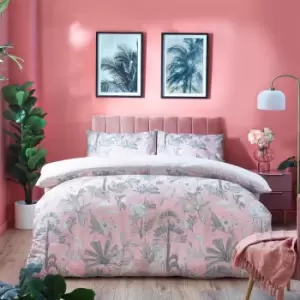 Image of Furn. - Colony Palm Botanical Duvet Cover Set Pink King - Pink