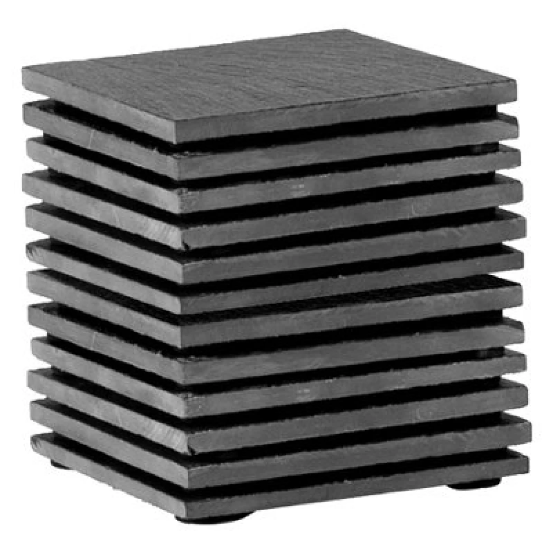 Image of Argon Tableware 12X Linea Slate Coasters - Square Drink Coasters Black Stone Natural Slate Smooth Edge Drink Mat Cup Mats