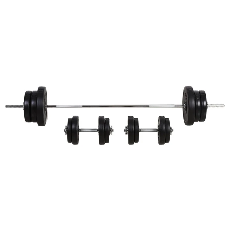 Image of HOMCOM Dumbbells and Barbell Set w/ 65kg Adjustable Weights, Black B1-0013