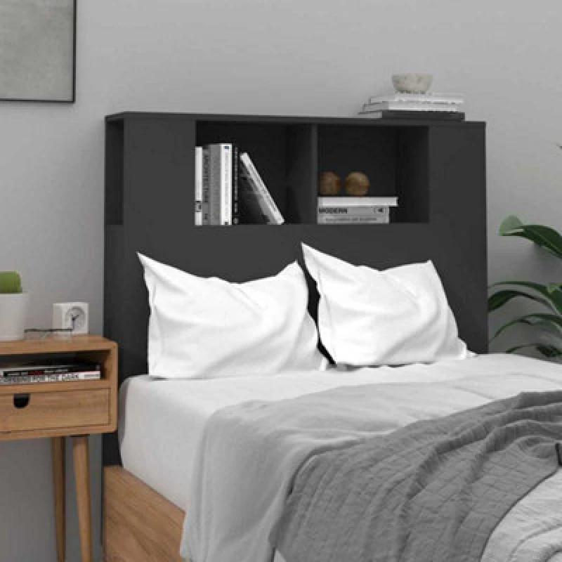 Image of Vidaxl Headboard Cabinet Black 100X18.5X104.5 Cm, Black 811908