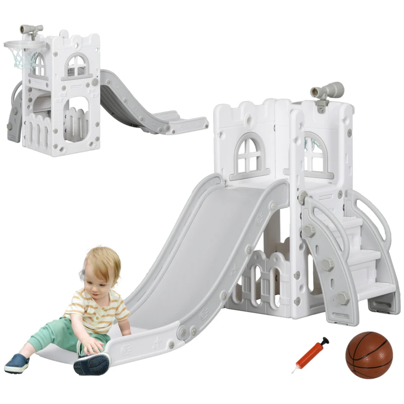 Image of AIYAPLAY 4 in 1 Kids Slide for Indoor Use, for Toddlers 1-3 Years, Grey 331-052V00GY