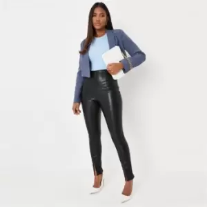 Image of Missguided Hem Pu Leggings - Black