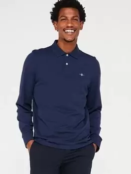 Image of GANT Regular Fit Shield Ls Pique Rugger, Blue Size XL Men