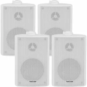 Image of 4x 5.25' 90W White Outdoor Rated Garden Wall Speakers Wall Mounted 8Ohm & 100V