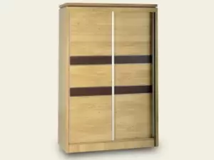 Image of Seconique Charles Oak Sliding Door Double Wardrobe Flat Packed