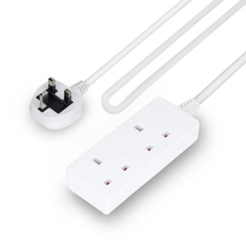 Image of Geepas 2 Gang Extension Lead, 2M Cable Wall Mountable