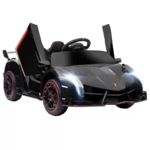 Image of HOMCOM Lamborghini Veneno Licensed 12V Kids Electric Ride on Car w/ Portable Battery, Powered Electric Car w/ Bluetooth, Remote, for Aged 3-6, Black