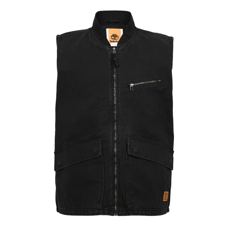 Image of Timberland Mens Washed Canvas Gilet Black male S