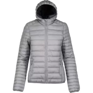 Image of Kariban Womens/Ladies Lightweight Hooded Padded Jacket (S) (Marl Silver)