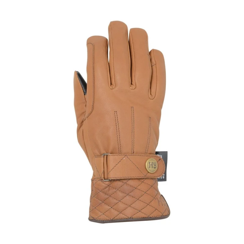 Image of Hy5 Mens Thinsulate Quilted Soft Leather Winter Riding Gloves in Tan Size: XS Tan Male XS