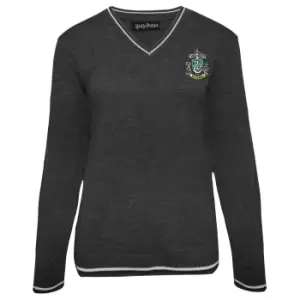 Image of Harry Potter Womens/Ladies Slytherin House Knitted Jumper (XL) (Charcoal)