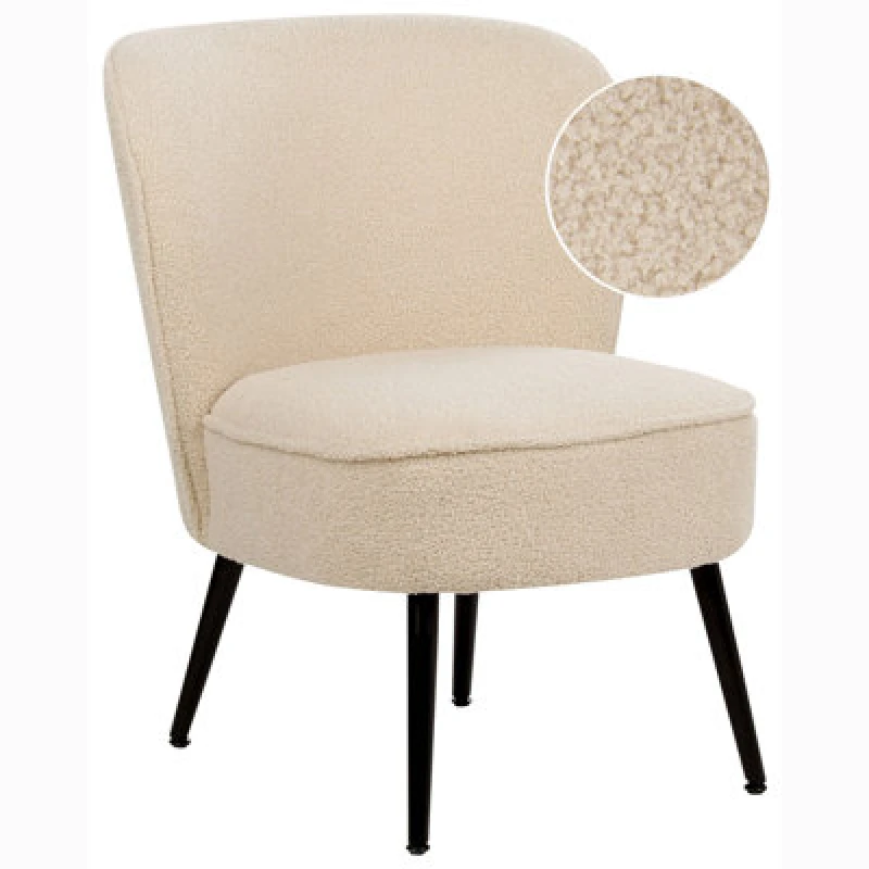 Image of Beliani Boucle Armchair Light Beige Voss