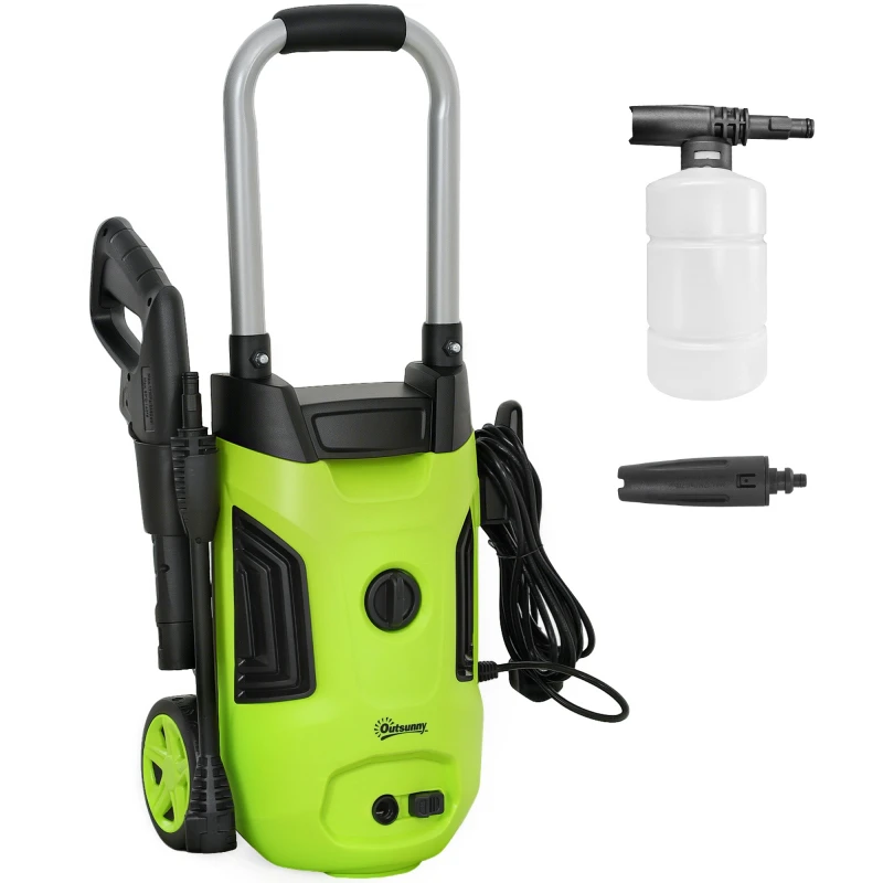 Image of Outsunny 1800W Power Washer 150 Bar Pressure with Adjustable Nozzle, Green 84H-375V70GN