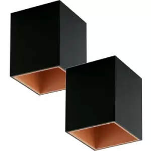 Image of 2 PACK Wall / Ceiling Light Black & Copper Square Downlight 3.3W Built in LED