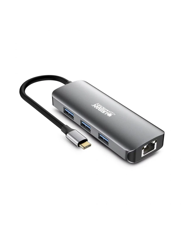 Image of Urban Factory Urban Factory HUBEE 7 IN 1 : HUB USB-C WITH 3 USB-A / 2 HDMI 4K / 1 RJ45 ET 1 USB-C 100W PD MHC55UF