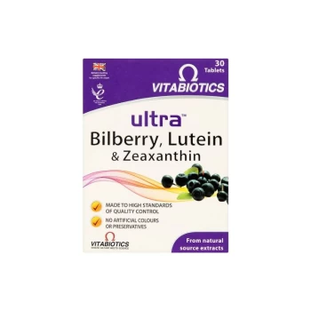 Image of Ultra Lutein Bilberry & Zeaxanthin Tablets - 30s - 73847 - Vitabiotics