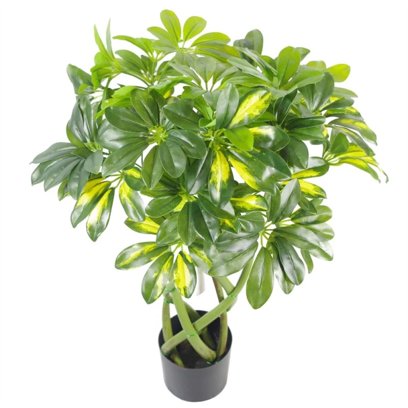 Image of Leaf 70cm Artificial Twisted Stem Gold Capella Arboricola Artificial Plant Bonsai Bush Green