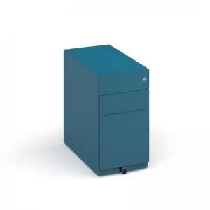 Image of Bisley slimline steel pedestal 300mm wide - blue