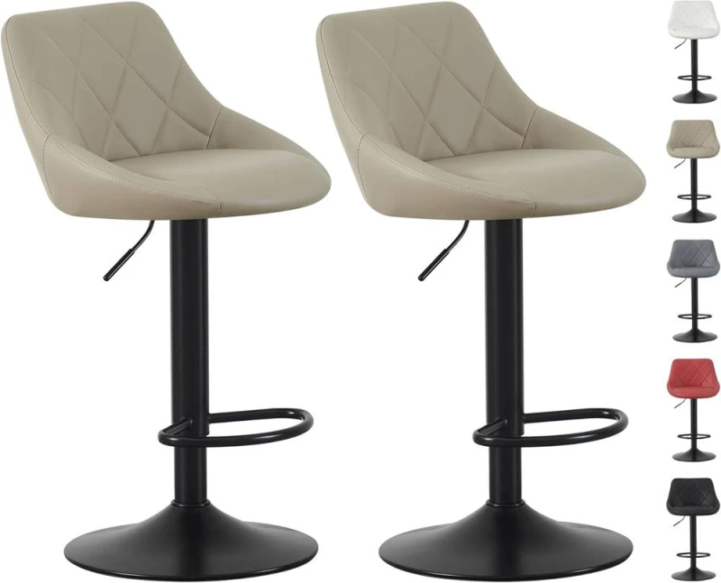 Image of MCC Direct Set of 2 Height Adjustable Kitchen Bar Stool Breakfast Chairs with Footrest - Stanley in Brown Brown Unisex