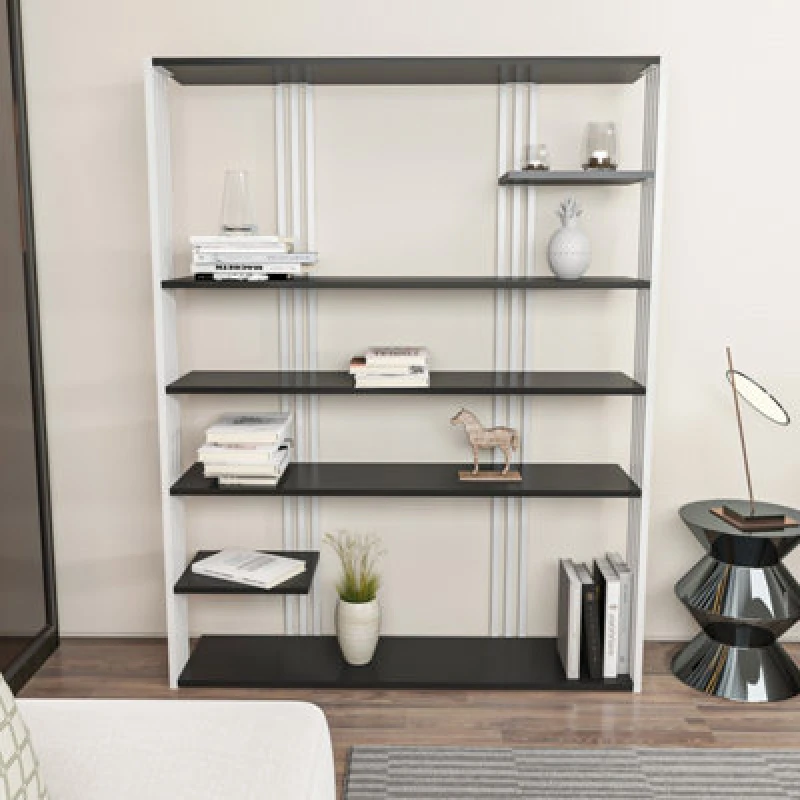 Image of Decorotika Jeni Bookcase Shelving Unit Anthracite & White