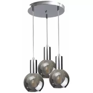 Image of Keter Supra Cluster Pendant Ceiling Light Silver, 30cm, 3x E27