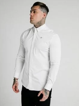 Image of SikSilk Long Sleeve Cotton Shirt - White