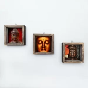 Image of UKZM022 Multicolor Decorative Framed MDF Painting (3 Pieces)